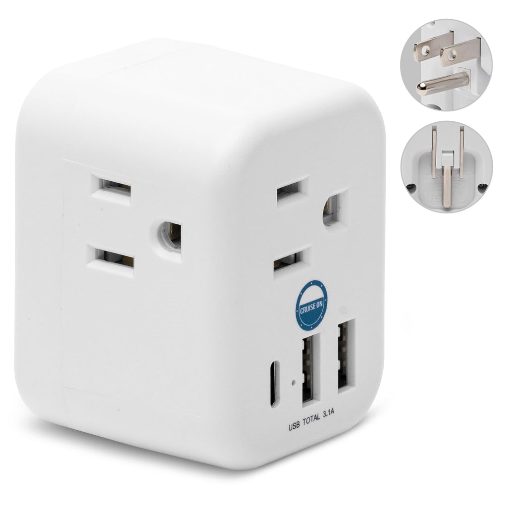 Cruise Approved Power Strip Foldable, Non Surge Protector Travel Power Strip, Multi Plug, 6 Outlets, 2 USB-A, 1 USB-C, & 3 AC Outlet for Carnival, Celebrity, Princess, & Major Lines in 2026 & 2027