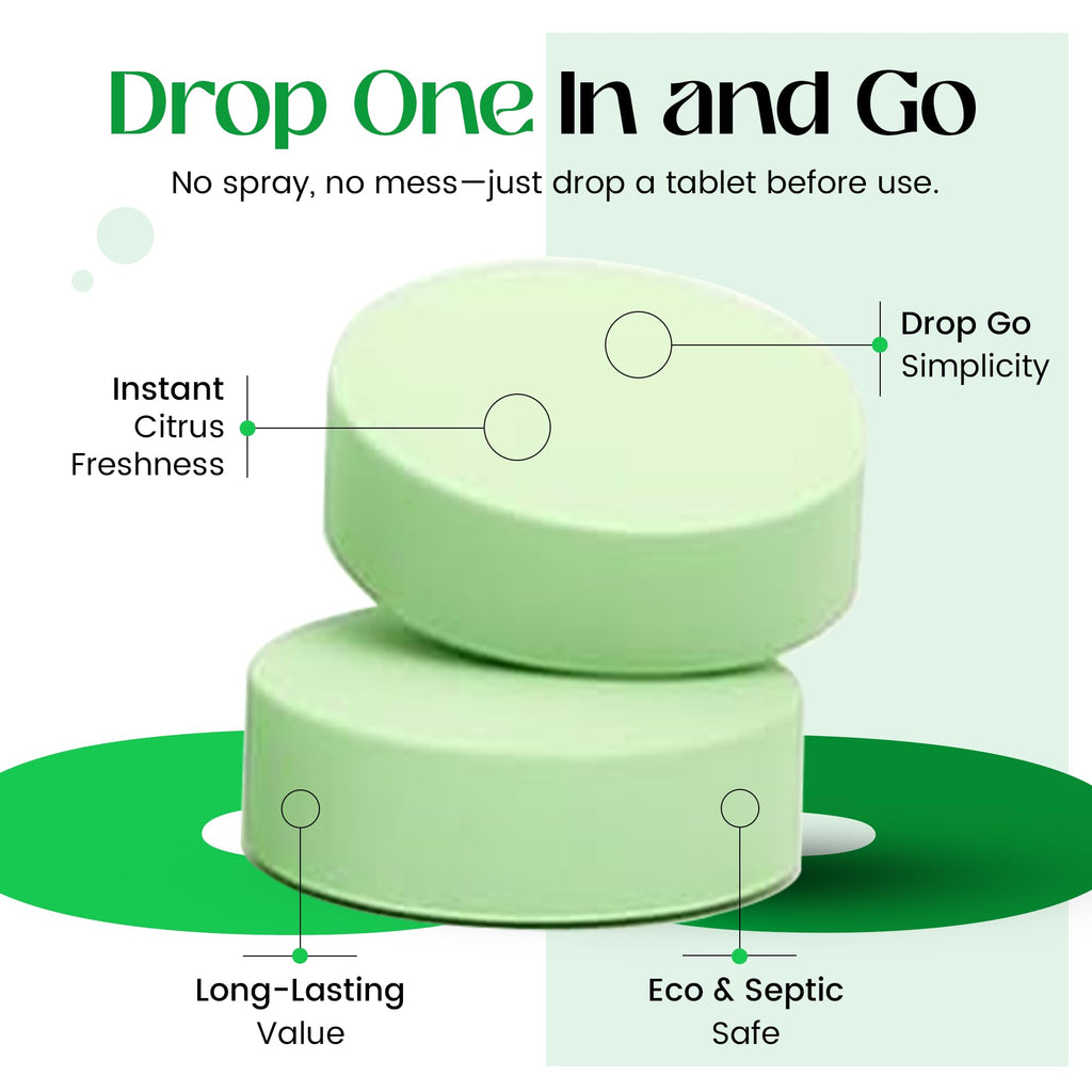 Toilet Deodorizer Tablets – Drop One In and Go – 60 Count Citrus Scent – Odor Elimination for Bathroom – Replaces Toilet Spray – Long Lasting – Fresh Bowl Freshener