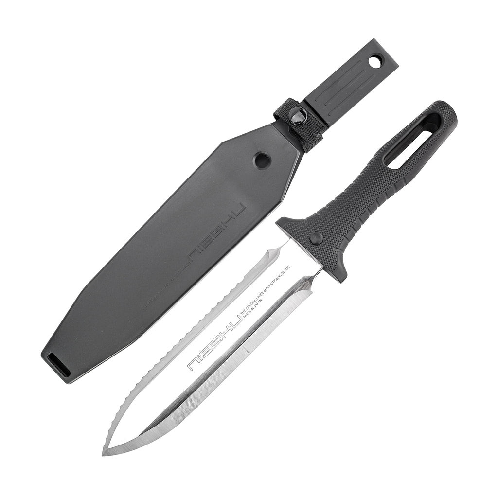 Nisaku NJP800 Yamagatana Hori Weeding & Digging Knife, Japanese Stainless Steel 7.25-Inch Blade, 5.5-Inch Ergonomic Black Plastic Handle
