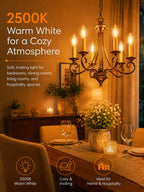 MEQIQTEK E12 60 Watt Incandescent Candle Light Bulbs, Chandelier Light Bulbs for Ceiling Fan, Vanity, Outdoor - Warm White 2500K, 600 Lumen Dimmable B10 Clear Candelabra Base Bulbs (12 Pack)