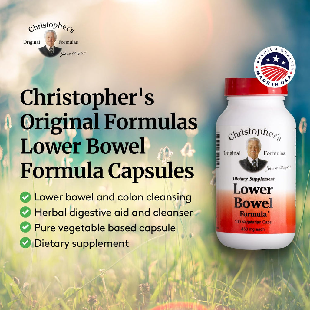 Christopher's Original Formulas Lower Bowel Cleanse Formula Capsules - Herbal Laxative Colon Cleanse and Gut Cleanse 100 ct. - Pack of 4