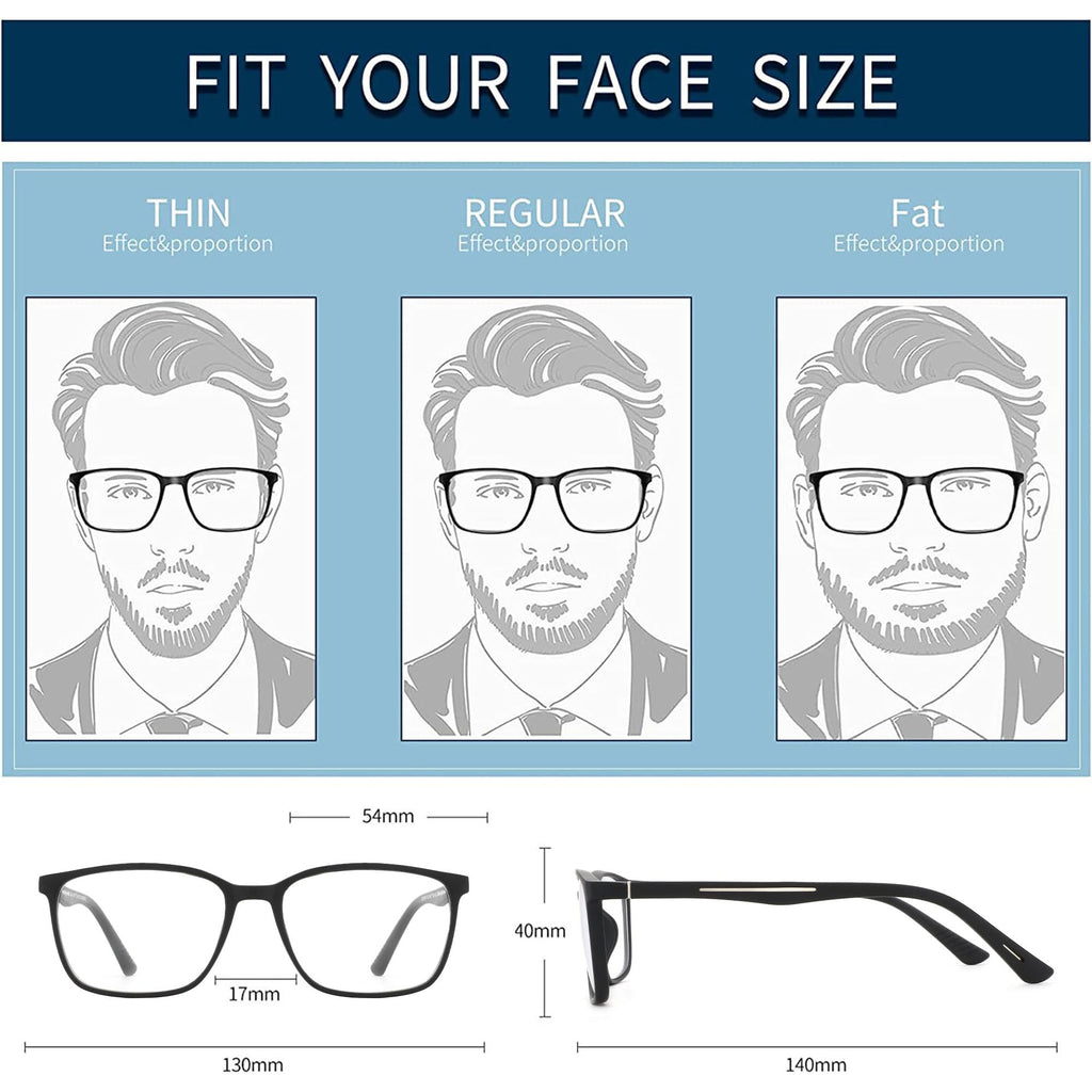 BLUEMOKY Mens Reading Glasses Classic : Square Readers Black Rectangular - Anti Glare Eye Strain (Black 2.75x)
