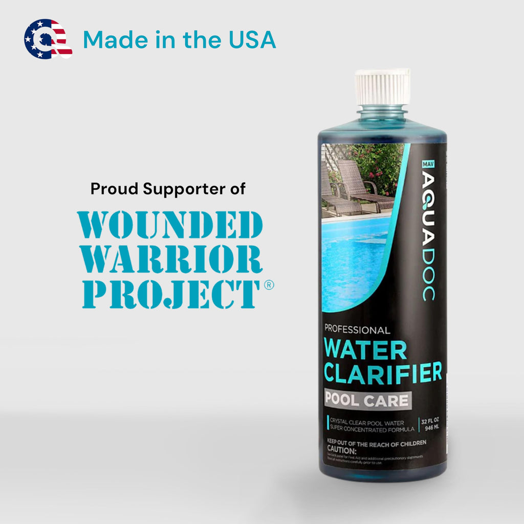 Pool Clarifier Liquid for Fast Acting Cloudy Water Treatment, Swimming Pool Water Clarifier Pool Owners Love, Use Our Clarifier to Keep Your Pool Clear - AquaDoc 32oz