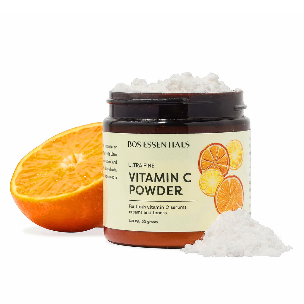 Bos Essentials Ultra Fine Vitamin C Powder, 100% Pure Ascorbic Acid, Non-GMO, Cosmetic-Grade, Dissolves Instantly for DIY Serums, creams, and toners