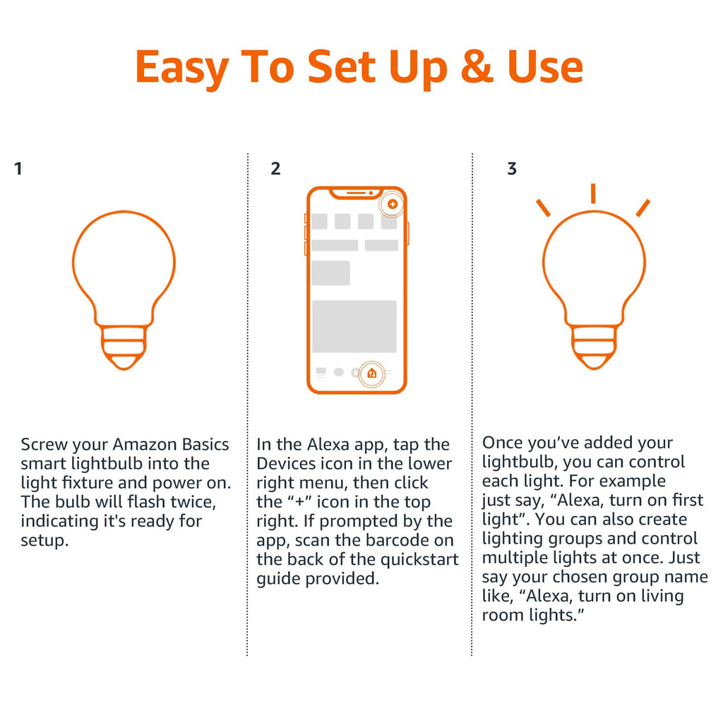 Amazon Basics Smart A19 LED Light Bulb, Color Changing, 9W (60W Equivalent), 800LM, Works with Alexa Only, WiFi 2.4 GHz, No Hub Required, Mood Lighting, Energy Efficient, 1-Pack