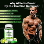 Creatine Gummies for Men & Women - Creatine Monohydrate Gummies 5g, Low Sugar Creatine Supplement for Muscle Builder, Energy Boost & Pre-Workout Supplement, Green Apple Flavor, 160 Gummies (2 Bottles)