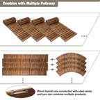 6 FT Roll Out Garden Pathway Straight - Non-Slip Wooden Walkway with Rounded Edges, Instant Outdoor Decoration