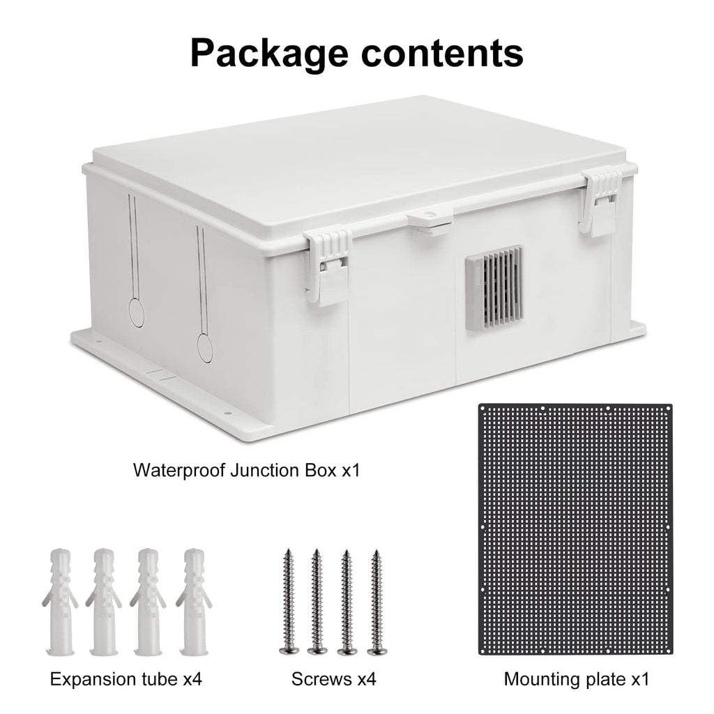 Namunanee Outdoor Electrical Junction Box, ABS Water Resistant Enclosure with Internal Mounting Panel & Hinged Cover, 9.2" H* 7" L* 4.6" W