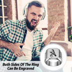 MOTICIUS Personalized Signet Rings for Men Women Engraved Ring Custom Initial Ring Mens Rings Customized Memorial Gifts for Father Husband Boyfriend Teacher (Square Silver)