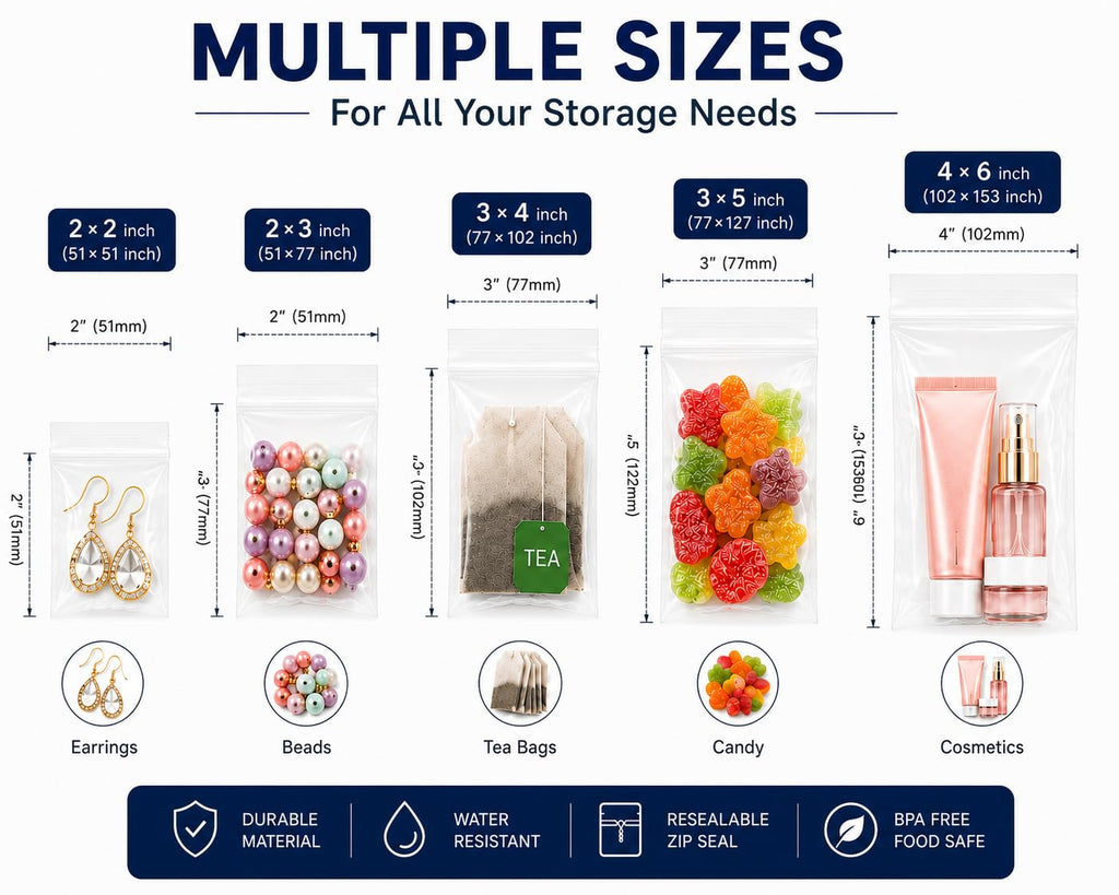 200Pcs Small Plastic Bags for Pill 2 x 3 Inches | Small Zip Bags for Pills
