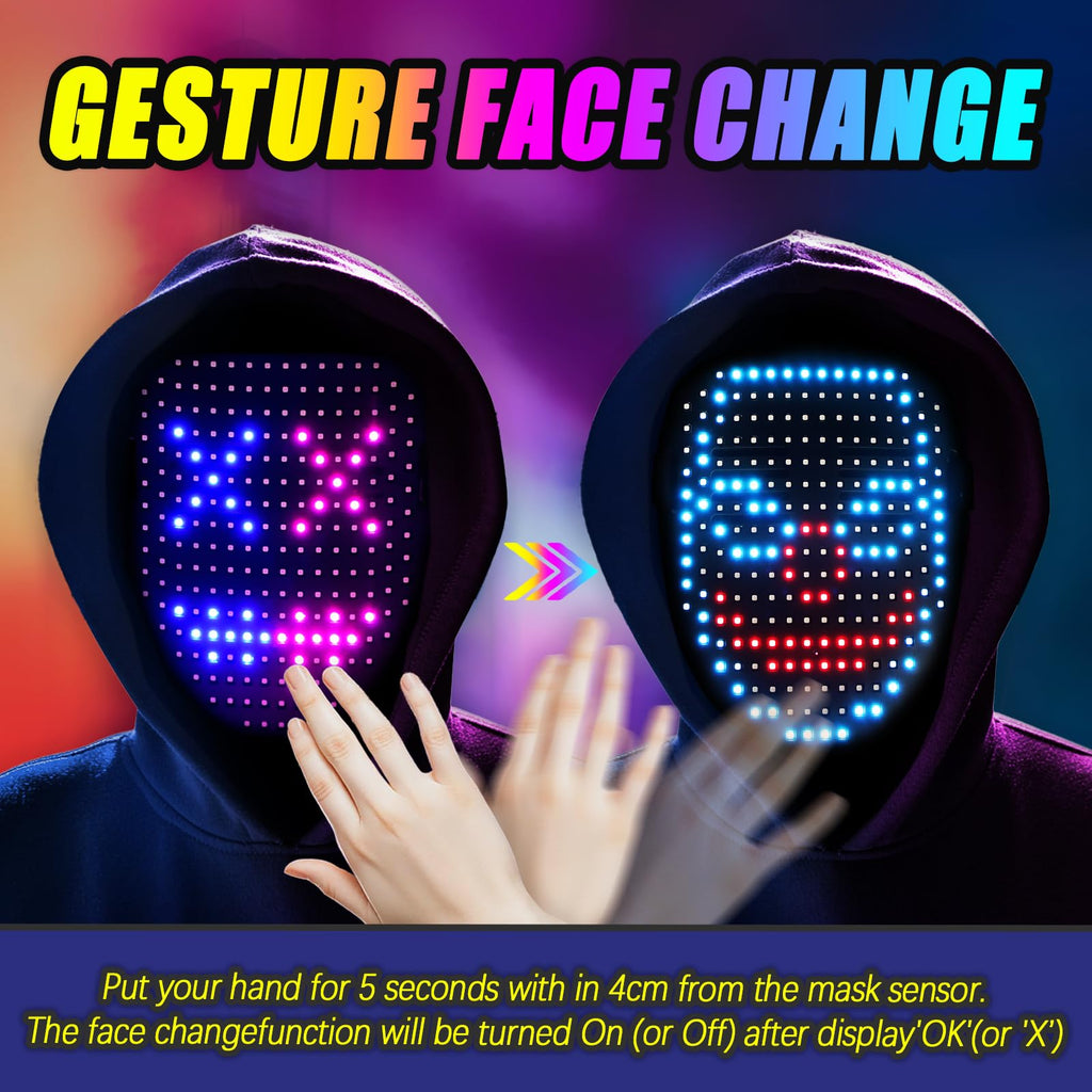 LED Mask Gesture Sensing Light up Mask Cool Kids Toys Gifts for Boys