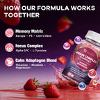 Migcopat Brain Supplements for Memory and Focus Gummies | Nootropic w/Bacopa Monnieri, Lion’s Mane, Ginkgo & 10-in-1 Mushroom Complex | Mental Clarity & Cognitive Support | Strawberry Flavor - 60 Cts