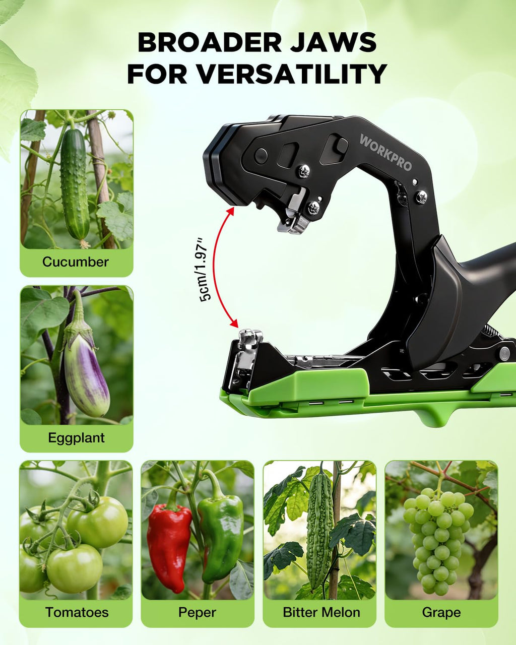 WORKPRO Plant Tying Machine with Gloves & 20 Rolls of Tape & 10,000 Staples