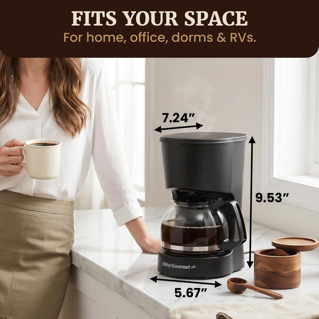 Elite Gourmet EHC4128 Automatic 4-Cup Drip Coffee Maker, Black