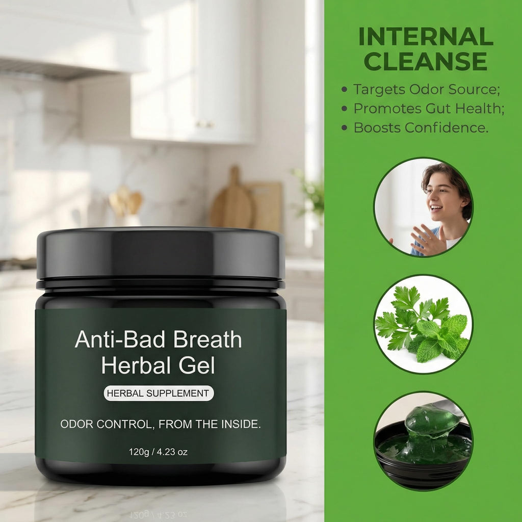 Anti-Bad Breath Herbal Gel Supplement, Internal Freshening Formula with Parsley, Green Tea, Lemon Balm, Clove Bud Oil, Peppermint Oil & Chlorophyllin, Natural Mint Flavor (1PCS)