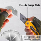 10-Pack Heavy Duty Folding Box Cutter Set with 30 Replacement Blades, Professional Utility Razor Knife (Pro)