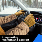 toolant 2 Pairs Winter Leather Work Gloves, Warm Thinsulate Lining for Cold Weather Work, 100% Full Grain Cowhide with Abrasion and Puncture Resistance, Size Medium