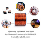 Emtel 24 AWG - 1 lb (805 feet) 99.9% Pure Copper Wire, Enameled Magnetic Wire for Motor, Transformer, Magnetic Coil, & Electroculture Gardening, Winding Magnet Wire - 220°C (428°F) Thermal Class