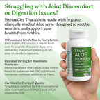 NatureCity True-Aloe Gut Health Support – 80,000mg Aloe Vera Gel Equivalent Per Serving – Organic Aloe Vera (120 Capsules) for Digestive, Skin & Joint Support | Small Easy-to-Swallow Pills