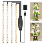 RWNTAO LED Plant Growing Lamp Strips, Full Spectrum 3500K Grow Light for Indoor Plants with 3/9/12H Timer and 10 Dimmable Levels for Green House Hydroponics Succulent, 4 Head 13 Inches