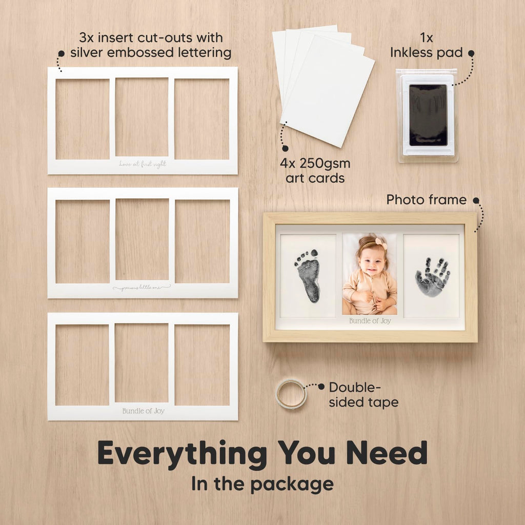 Inkless Hand and Footprint Kit, Boy Girl Newborn Keepsake (Ash Wood)