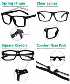 Eyekepper Oversized Reading Glasses Square Large Frame Readers for Men and Women - Black +0.50