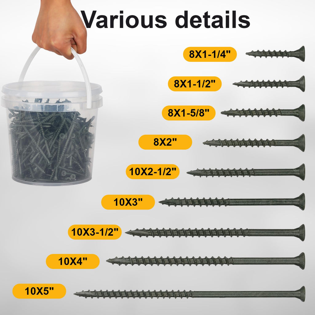 Bobibbi Deck Screws #8 x 1-1/2’’, T25 Star Torx Drive Flat Head Wood Screws, Green, 5lb