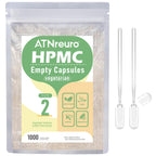 ATNreuro Size 2 Empty Vegan Capsules with 2 Micro Spoons - 1000 Count Vegetarian Capsule - Empty Pill Capsules for Powders Supplements