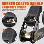 Haccoplanet Ratchet Tie Down Straps, 2340lb Break Strength, 4pc 1inch x 16FT Tie Down Strap Set with Padded Handles & Coated S Hook W/Safety Clip, Cargo Strap Tie Down for Motorcycle, Truck (Black)