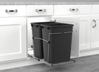 Rev-A-Shelf Double 35 Qt Pullout Trash Can for Base Kitchen Cabinets, Garbage Waste Bin System with Full-Extension Slides, Min Opening Width of 14.5", Black, RV-18KD-18C S