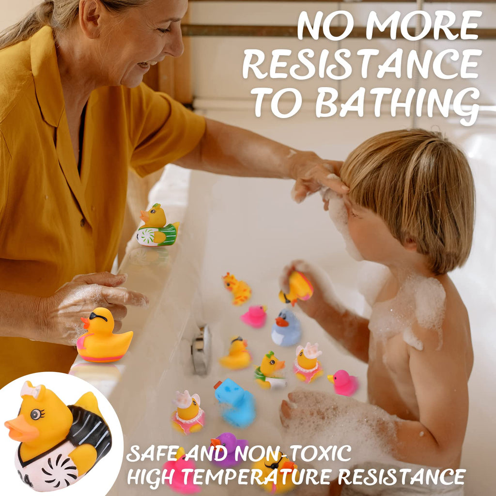 50 Pack Rubber Ducks for Kids Bath Toys and Jeep Ducks for Ducking, Rubber Ducks in Bulk for Kids, Baby Showers Accessories, Birthday Gifts and Summer Pool Party