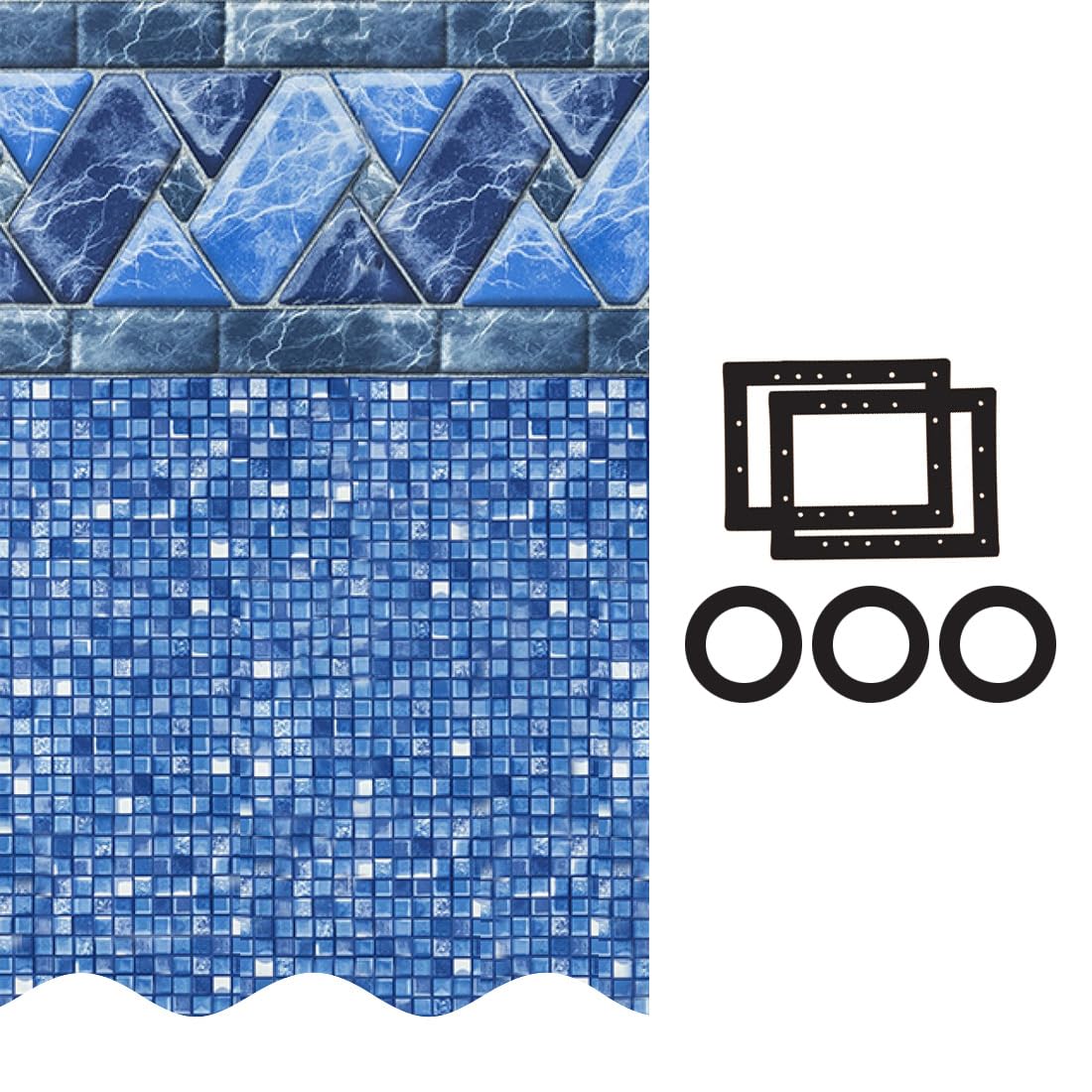 Smartline 24 ft Round Swimming Pool Liner | Stone Harbor | Unibead Style | 52 Inch Wall Height | 25 Gauge Vinyl | for Steel Sided Above Ground Pools | Gasket Kit Included