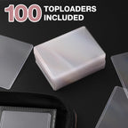 Toploader Binder, Holds 360 Toploaders, 100 Toploaders INCLUDED, 9-Pocket PU Cover Top Loader Binder for 3" x 4" Rigid Toploaders, Ringless Double-Sided Toploader Card Binder for TCG, Sport Cards