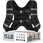 Zeerun Weighted Vest, 6/8/10/12/15/18/20/24/30LB for Men Women, 15LBS-Black