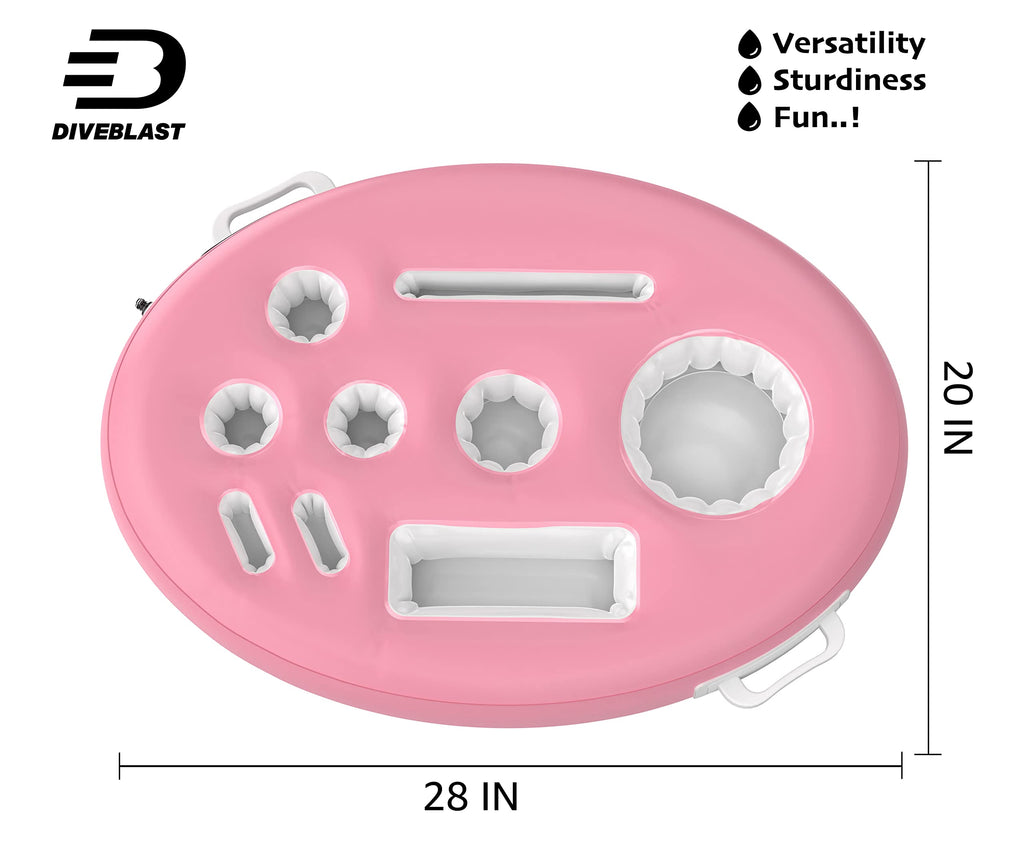 DIVEBLAST: Pink Floating Table for Pool - Hot Tub Accessories for Adults - Holds Up to 50 LBS - Pool Stuff for Mom, Cool and Unique Drink Floaties