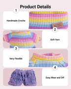 4pcs Handcrafted 15cm/17cm Doll Clothes Set for Labubu (No Doll), Cute and Premium Outfits Accessories, Hand Crocheted Hat, Sweaters, Skirt, Bag (Rainbow) AK052