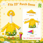 GJL Raincoat Porch Goose Outfit with Umbrella for 23" Goose,Yard Lawn Decor