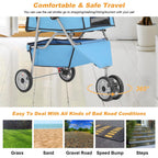 BestPet 3 Wheels Pet Stroller Dog Stroller Cat Cage Jogger Stroller Cats Travel Folding Carrier Waterproof Puppy Stroller with Cup Holder & Removable Liner,Blue