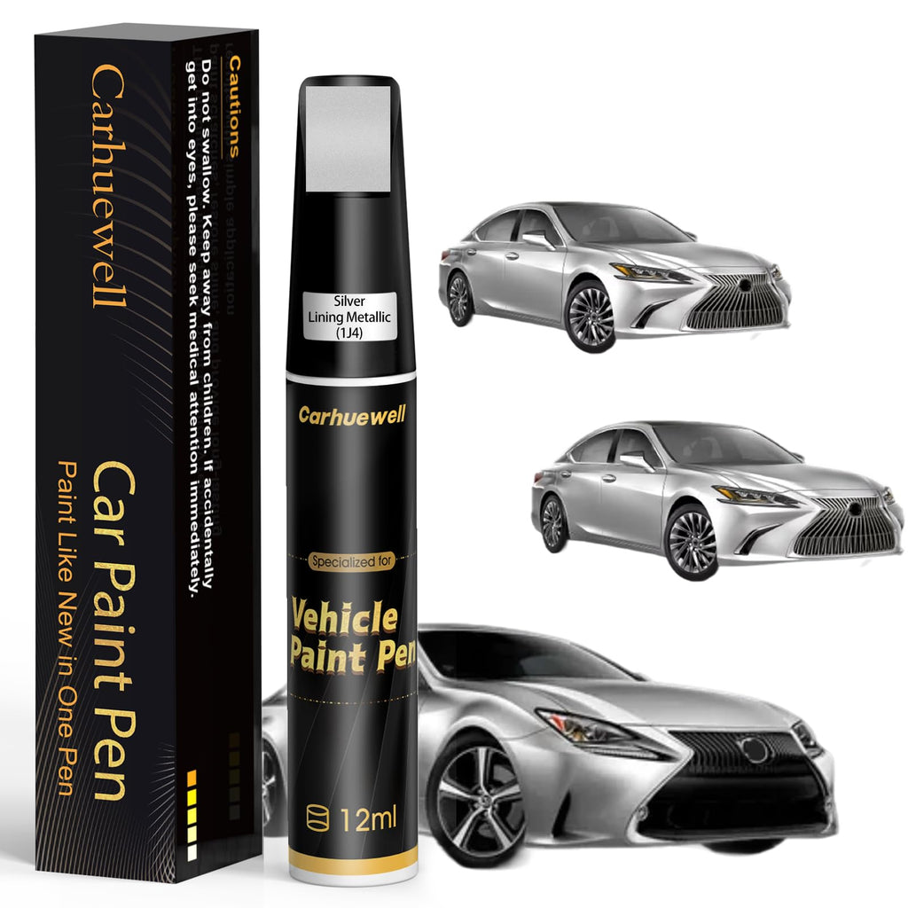 (1J4) Silver Lining Metallic Touch Up Paint Compatible with Lexus, Exact Match Car Paint Pen Automotive Scratch Repair Remover Kit Quick & Easy Solution for Vehicle Chips and Nicks
