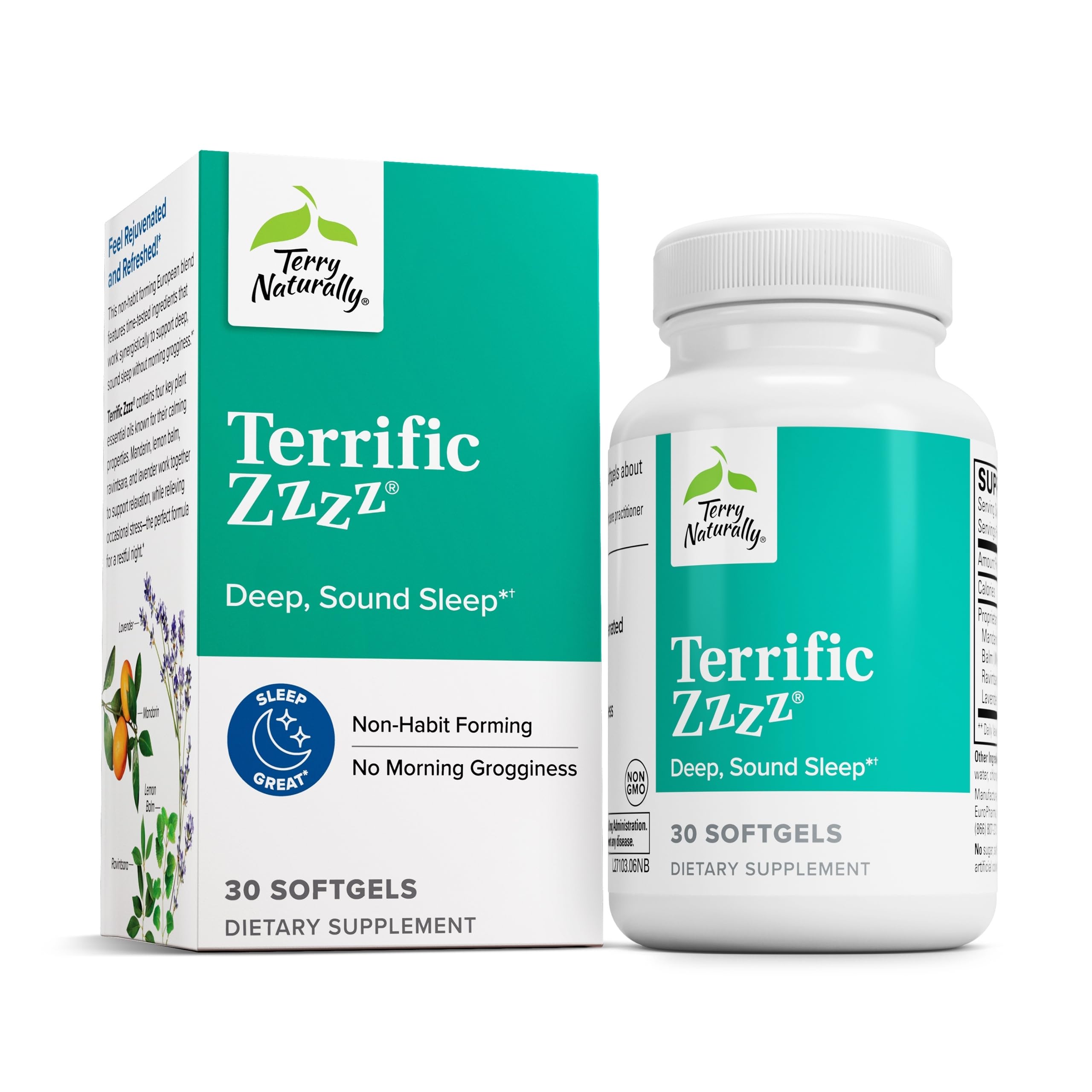 Terry Naturally Terrific Zzzz - 250 mg Mandarin Oil Complex, 30 Softgels - Non-Habit Forming Sleep Support Supplement, Feel Rejuvenated & Refreshed - Non-GMO, Gluten-Free - 15 Servings