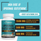 2400 MG Liposomal Glutathione Softgels, Max Absorption, Active Form L-Glutathione Reduced (GSH), with Hyaluronic Acid, Resveratrol, Master Antioxidants for Detox, Brain, Immune System, 180 Softgels