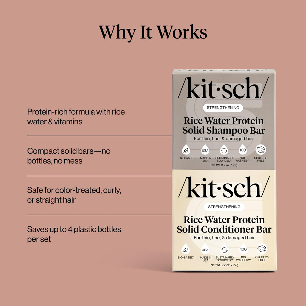 Kitsch Rice Water Solid Shampoo and Conditioner Set for Hair Growth – 2 pcs