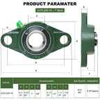 2 Pack UCFL205-16 Pillow Block Bearing, Flange Mount Ball Bearing Unit, 1" Bore, 2-Bolt Flange, Self Aligning Cast Iron Housing, Set Screw Locking Style Flange Pillow Block Bearing (UCFL205)