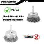 VIDICA Wire Brush Set 6 Pcs, Wire Wheel for Drill with 1/4 Inch Hex Shank, Drill Brush with 0.012 Inch Coarse Crimped Carbon Steel Wires for Removing Rust, Paint and Corrosion