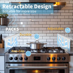 Stainless Steel Stove Counter Gap Cover (2 Pack, White), Stove Gap Guard, Stove Gap Filler for Kitchen, Range Trim Kit, Heat Resistant with Easy Clean, Adjustable Length 13.8” to 27.5”