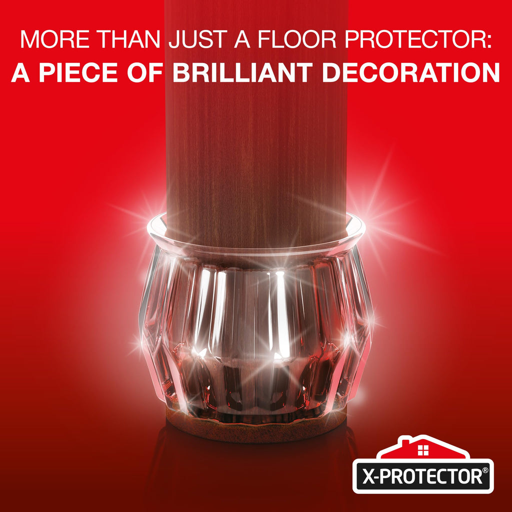16 PCS Chair Leg Floor Protectors with Felt Pads X-Protector - 1.4" - 1.8" - Furniture Pads for Hardwood Floors - Clear Chair Pads - Floor Protectors for Chairs - Brown Chair Leg Covers!