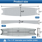 Goovilla Pool Ladder Steps Replacement, (3-Pack) 18" Universal Heavy-Duty Molded Plastic Swimming Pool Ladder Rung Step with 6 PCS Stainless Steel Bolts for Inground and Above Ground Pools, Grey