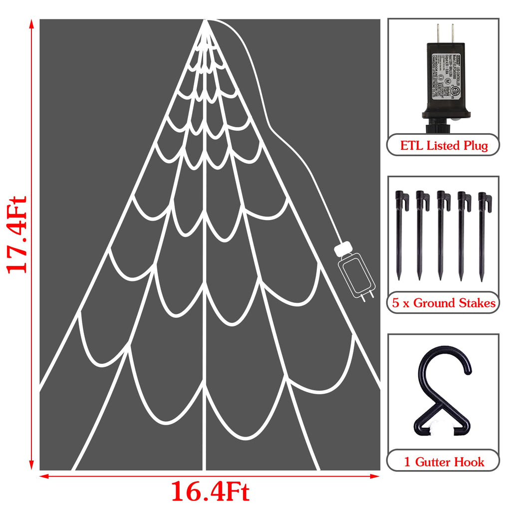 Halloween Decorations Outdoor Spider Web: 17.4Ft Light Up Spider Webs Decor