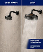 GURIN Shower Head - Powerful High Pressure Rain Shower Head 6 Inch - Luxury Rainfall Showerhead with Adjustable Angles, 90 Anti-Clog Nozzles, Tool-Free 1-Min Install, Premium Oil Rubbed Bronze Finish