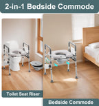HOMLAND Raised Toilet Seat with Handles, FSA HSA Eligible 500lb Toilet Seat Riser for Seniors with Bedpan, Adjustable Height & Width, Handicap Elevated Toilet Seat for Elderly, Bedside, Fit Any Toilet